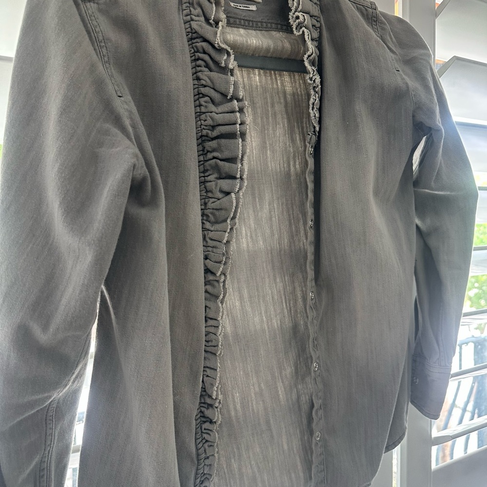 Gray Ruffled Jean Jacket - Picture 4 of 5